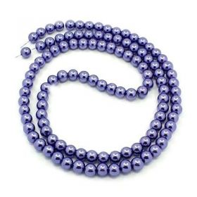 Voskované perle 6 mm, 140 ks, fialové