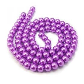 Voskované perle 4 mm, 216 ks, růžovofialová