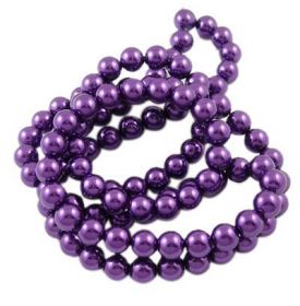 Voskované perle 4 mm, 216 ks, tmavě fialová