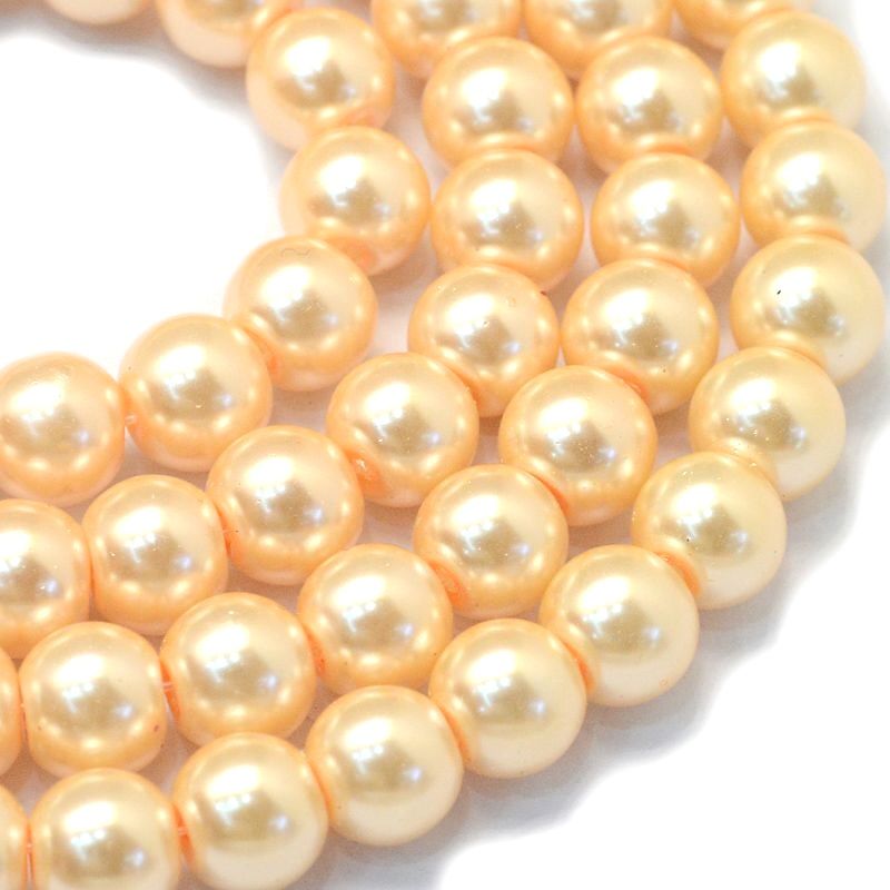 Voskované perle 4 mm, 210 ks, světle zlatá