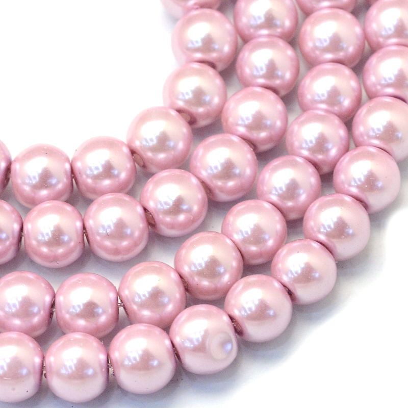 Voskované perle 4 mm, 210 ks, růžová flamingo