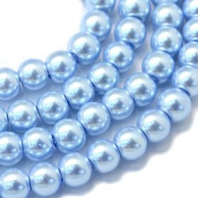 Voskované perle 6 mm, 145 ks, blankytně modrá