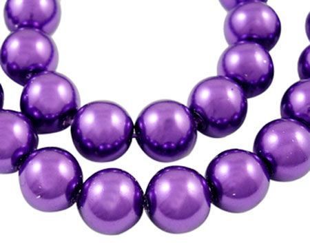 Voskované perle 8 mm, 110 ks, tmavě fialová