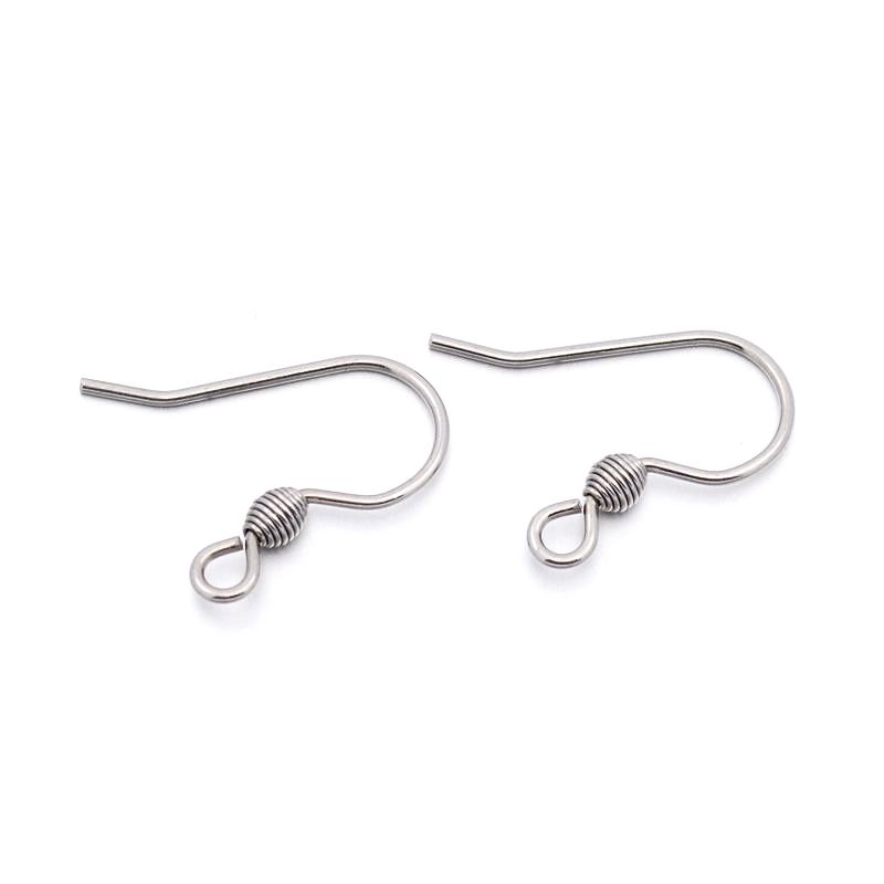 Náušnicové háčky z chirurgické oceli 13x15 mm, 2 ks, platinové