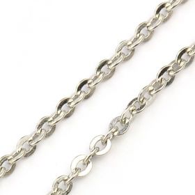 Řetízek s karabinkou z chirurgické oceli 45 cm, šířka 2 mm, platinový