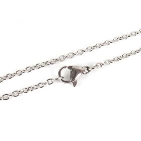 Řetízek s karabinkou z chirurgické oceli 45 cm / 1,9 mm, platinový