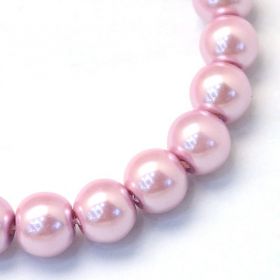 Voskované perle 8 mm, 105 ks, růžová flamingo