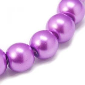 Voskované perle 8 mm, 110 ks, růžovofialová