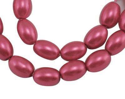 Voskované perle ovál 8x6 mm, 100 ks, růžovočervené