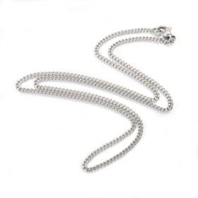 Řetízek s karabinkou z chirurgické oceli 50 cm, velikost článku 2x1 mm, platinový
