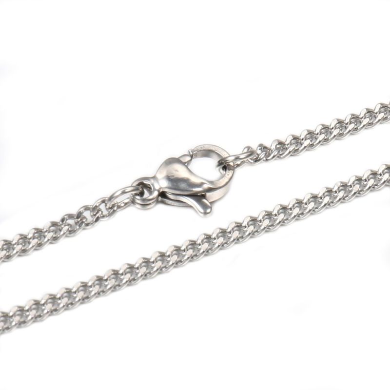Řetízek s karabinkou z chirurgické oceli 50 cm, velikost článku 2x1 mm, platinový