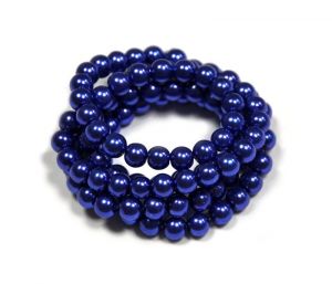 Voskované perle 6 mm, 140 ks, královská modrá