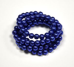 Voskované perle 6 mm, 140 ks, královská modrá