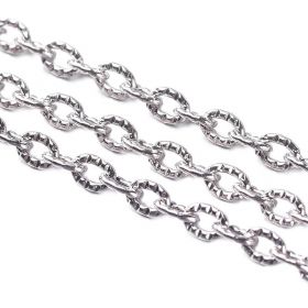 Řetízek zdobený středně jenmý 4x3 mm, 1 metr, platinová