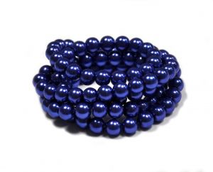 Voskované perle 8 mm, 106 ks, světle královská modrá
