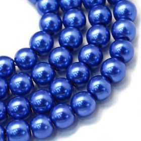 Voskované perle 8 mm, 106 ks, světle královská modrá
