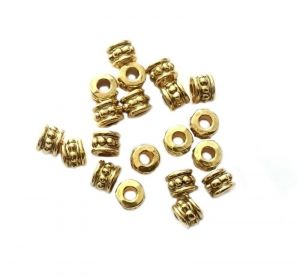 Zdobený korálek 6x4,5 mm, 20 ks, antik zlatá