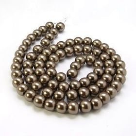 Voskované perle 6 mm, 146 ks, světle hnědé