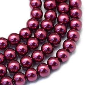 Voskované perle 4 mm, 210 ks, fialovočervená