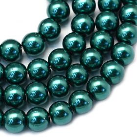 Voskované perle 6 mm, 146 ks, modrozelená
