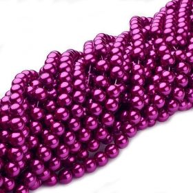 Voskované perle 4 mm, 210 ks, fuchsiová