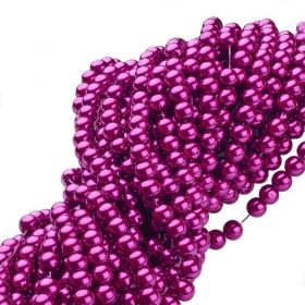 Voskované perle 4 mm, 210 ks, fuchsiová