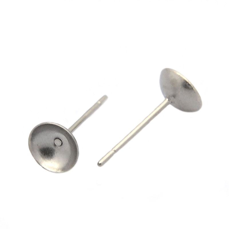 Puzeta z chirurgické oceli s lůžkem pro korálek 10 mm, 2 ks