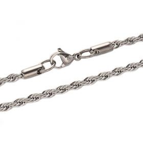 Řetízek s karabinkou z chirurgické oceli 60 cm, tloušťka 3 mm 