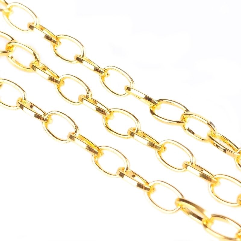 Řetízek s rovnými oky 7 mm, 1m, zlatá