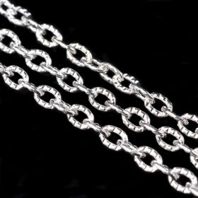 Řetízek zdobený středně jemný 4x3 mm, 1 m, stříbrný