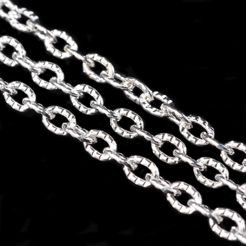 Řetízek zdobený středně jemný 4x3 mm, 1 m, stříbrný