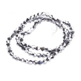 Skleněné sluníčko 4x4 mm, 90 ks, stříbrný pokov
