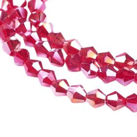 Sleněné sluníčko 4 mm, 118 ks, tmavě červené s AB pokovem