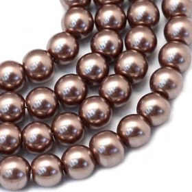 Voskované perle 6 mm, 146 ks, světle hnědé