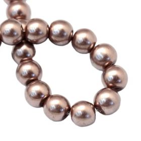 Voskované perle 8 mm, 105 ks, světle hnědé