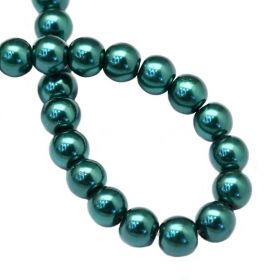 Voskované perle 8 mm, 106 ks, modrozelená