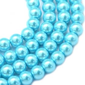 Voskované perle 8 mm, 106 ks, tyrkysové