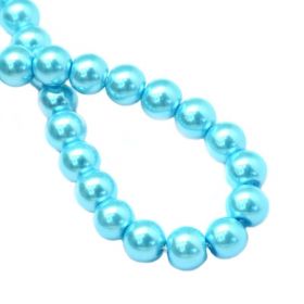 Voskované perle 8 mm, 106 ks, tyrkysové